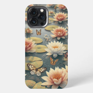 Funda Para iPhone 13 Pro Max Butterflies Lilies in the Lake