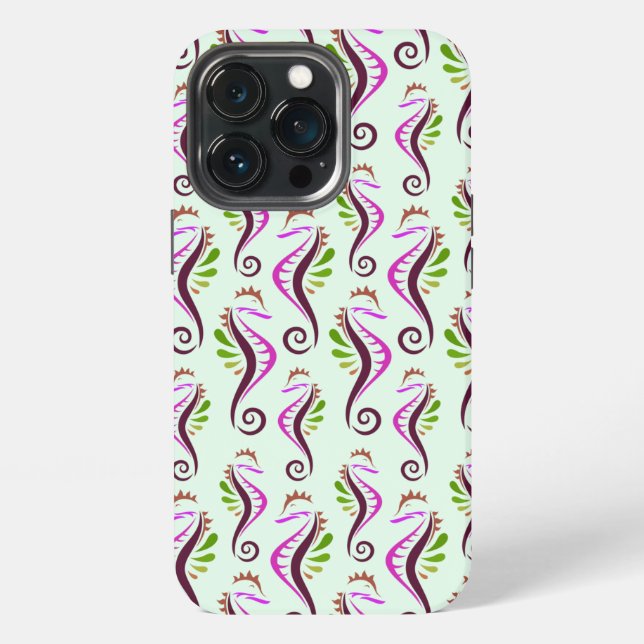 Funda Para iPhone Caballitos de mar patrón continuo  (Reverso )