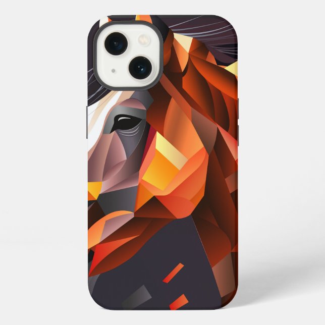 Funda Para iPhone Caballo abstracto (Reverso )