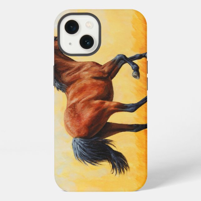 Funda Para iPhone Caballo Bay Galopando (Reverso )