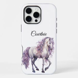 Funda Para iPhone 16 Pro Max Caballo blanco de lavanda romántica