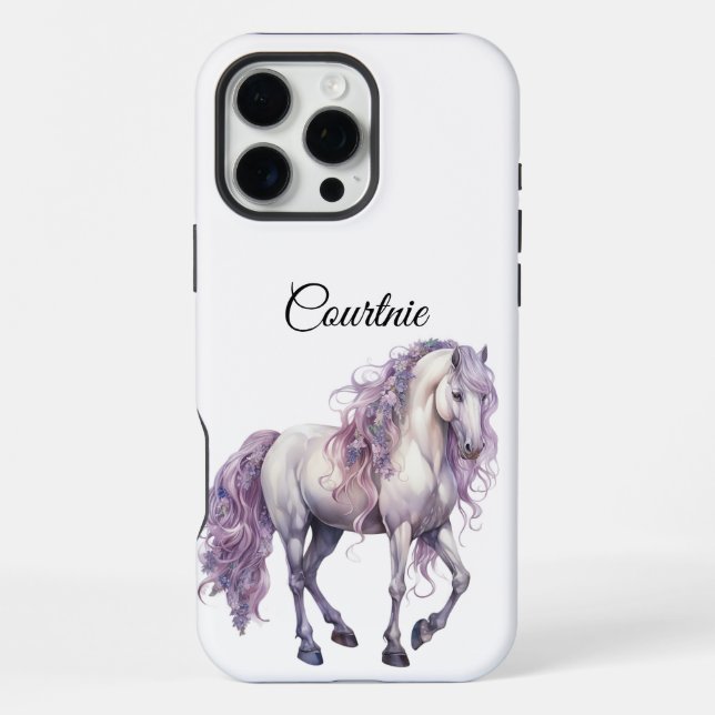 Funda Para iPhone Caballo Blanco Lavanda Romántico   (Reverso )