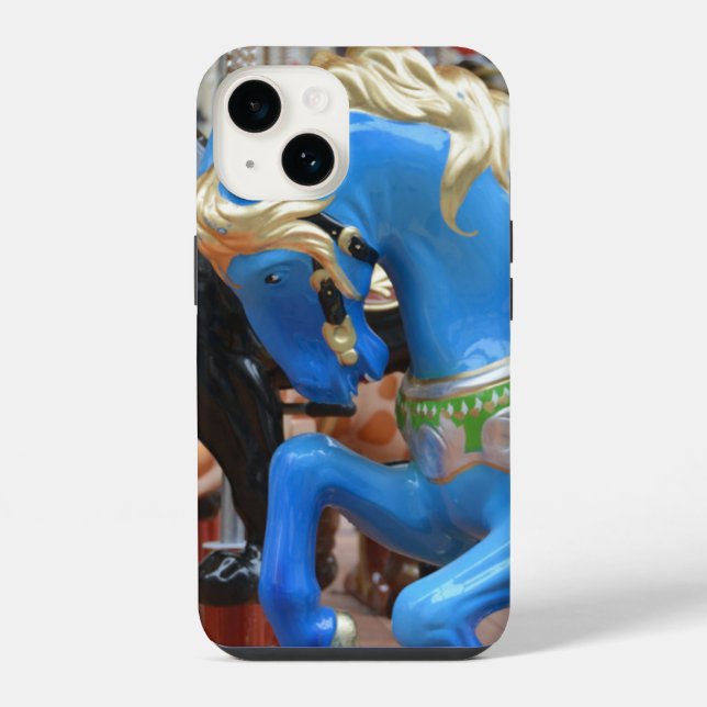 Funda Para iPhone Caballo de carrusel azul (Reverso )