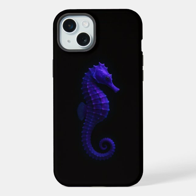 Funda Para iPhone Caballo de mar violeta azul, Black 4 Luxe (Reverso )