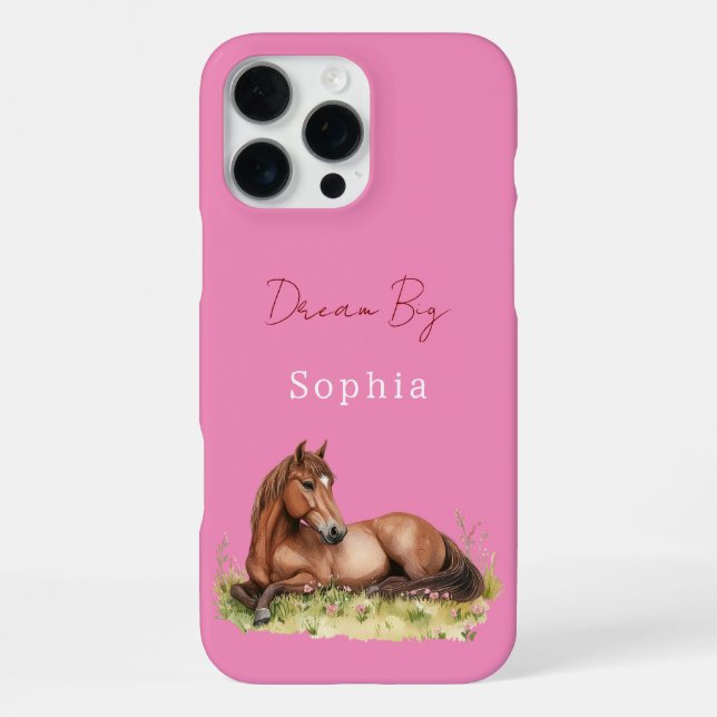 Funda Para iPhone Caballo floral rosa femenino (Reverso )