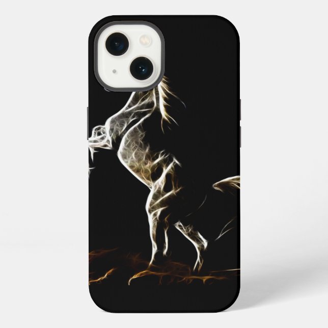 Funda Para iPhone Caballo Fractal Blanco (Reverso )