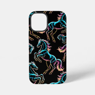 Funda Para iPhone 12 Mini Caballo Luz de Neón Efecto Glitch Estilo Retro