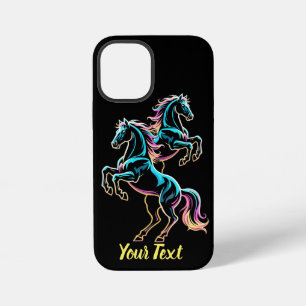 Funda Para iPhone 12 Mini Caballo Luz de Neón Glitch Estilo Retro
