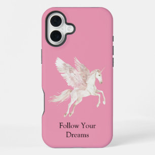 Funda Para iPhone 16 Plus Caballo Pegasus blanco rosado de Rubor