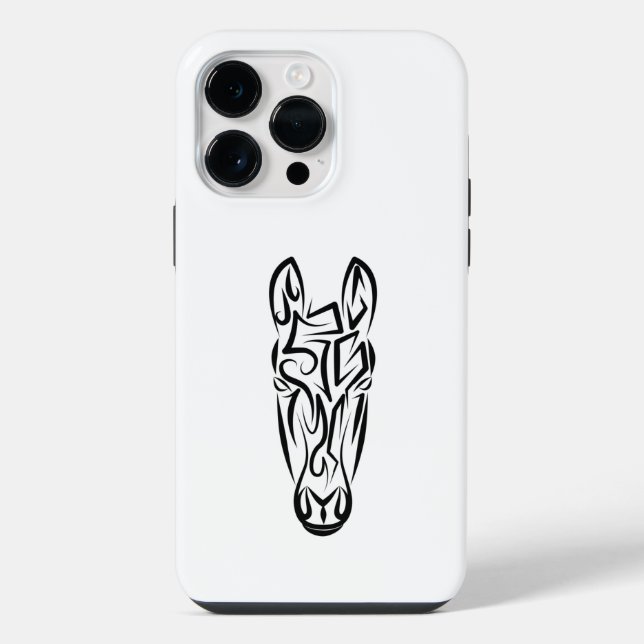 Funda Para iPhone Caballo tribal blanco y negro (Reverso )