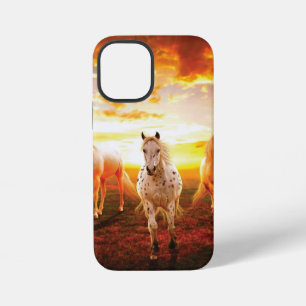 Funda Para iPhone 12 Mini Caballos al atardecer cojín decorativo