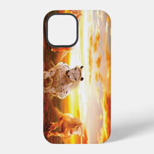 Funda Para iPhone 12 Caballos al atardecer cojín decorativo