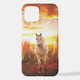 Funda Para iPhone 12 Caballos al atardecer lanzar almohada para iPhone 