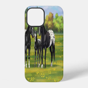 Funda Para iPhone 12 Caballos Appaloosa Negros En Pastel De Verano