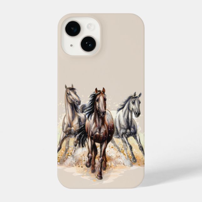 Funda Para iPhone Caballos en marcha (Reverso )