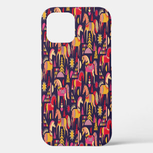 Funda Para iPhone 12 Caballos escandinavos: Diseño Decorativo y Seamles