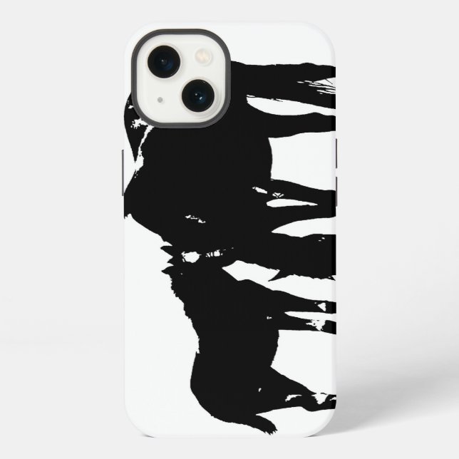 Funda Para iPhone Caballos Silueta Blanco Negro (Reverso )