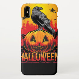 Funda Para iPhone XS Max Cabeza de calabaza de Halloween con cuervo