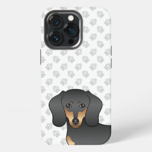 Funda Para iPhone 13 Pro Cabeza de perro salchicha de pelo liso negro y fue