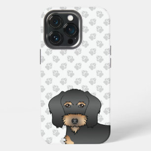 Funda Para iPhone 13 Pro Cabeza y patas de Dachshund de pelo duro negro y m