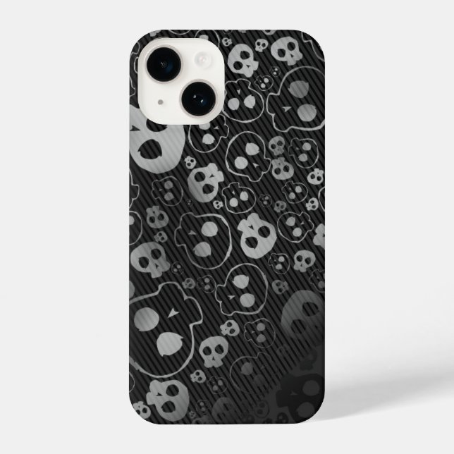 Funda Para iPhone cabezas de cráneo blancas y negras (Reverso )