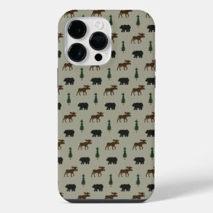 Funda Para iPhone 14 Pro Max Cabina de Lodge Bear Moose Pine Tree