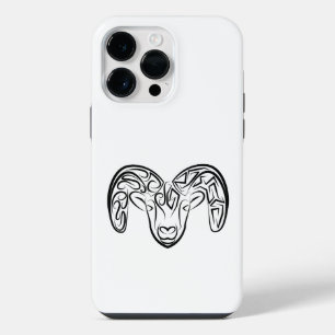 Funda Para iPhone 14 Pro Max Cabra / Oveja Tribal en Blanco y Negro