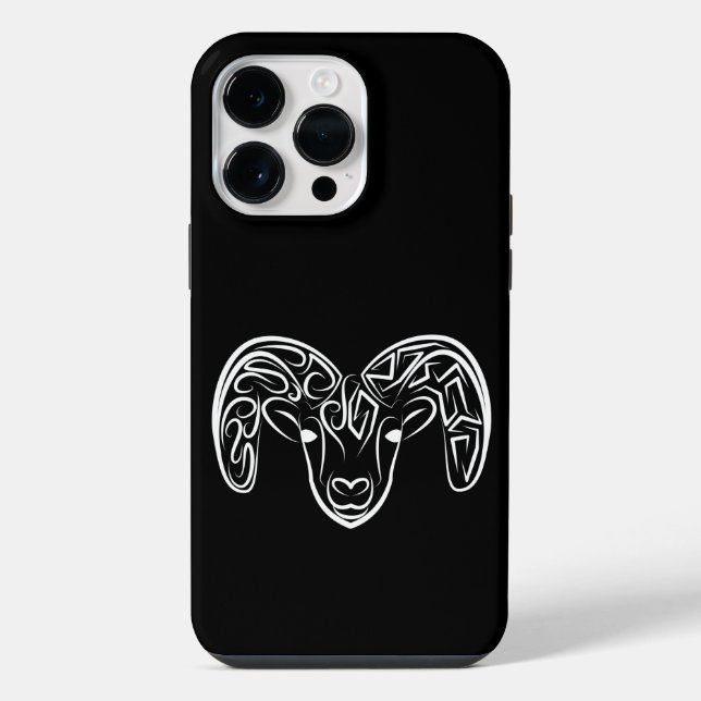 Funda Para iPhone Cabra/oveja tribal negra y blanca (Reverso )