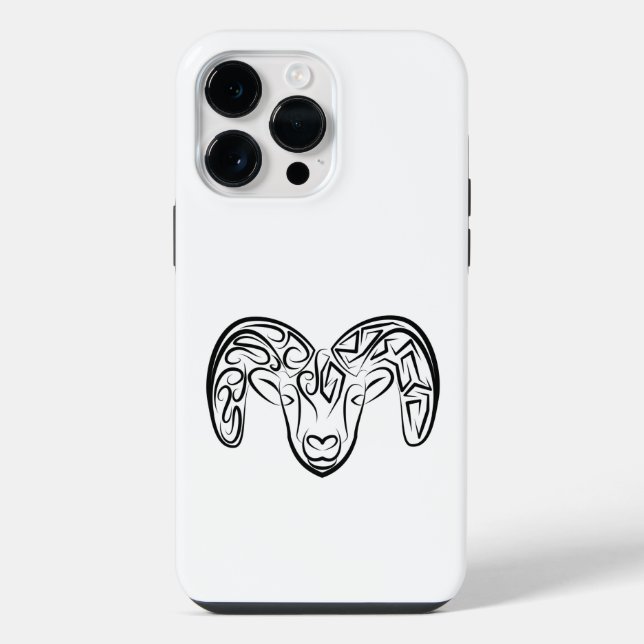 Funda Para iPhone Cabra/oveja tribal negra y blanca (Reverso )