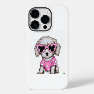 Funda Para iPhone 14 Pro Cachorro de caniche lindo que lleva gafas de sol r