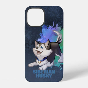 Funda Para iPhone 12 Cachorro de dibujos animados Husky Siberiano negro