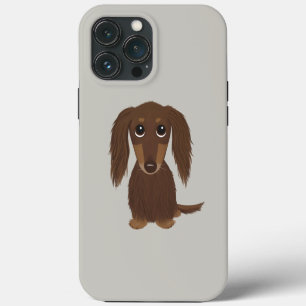 Funda Para iPhone 13 Pro Max Cachorro de Salchicha Marrón Chocolate Adorable de