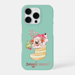 Funda Para iPhone 16 Pro Cachorro de Temporada de Abrazos en Calcetín