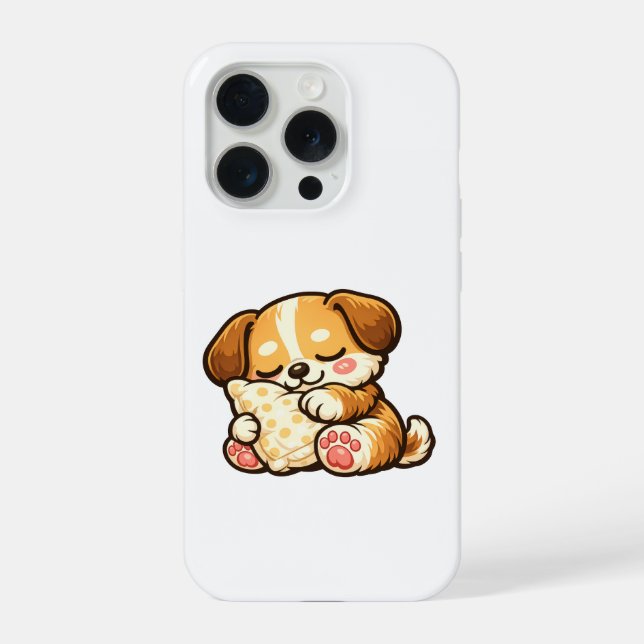 Funda Para iPhone Cachorro Dormilón Adorable con Almohada (Reverso )