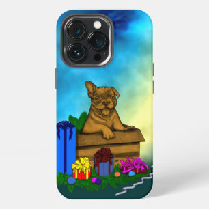 Funda Para iPhone 13 Pro Cachorro en una caja, Feliz Navidad