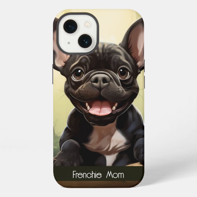 Funda Para iPhone 😍Cachorro francés dulce en un bosque (Reverso )