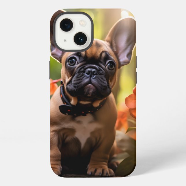 Funda Para iPhone 🐶💗Cachorro Frenchie dulce en una selva (Reverso )