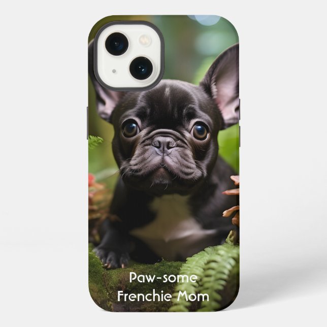 Funda Para iPhone 🐶💛Cachorro Frenchie dulce en una selva (Reverso )