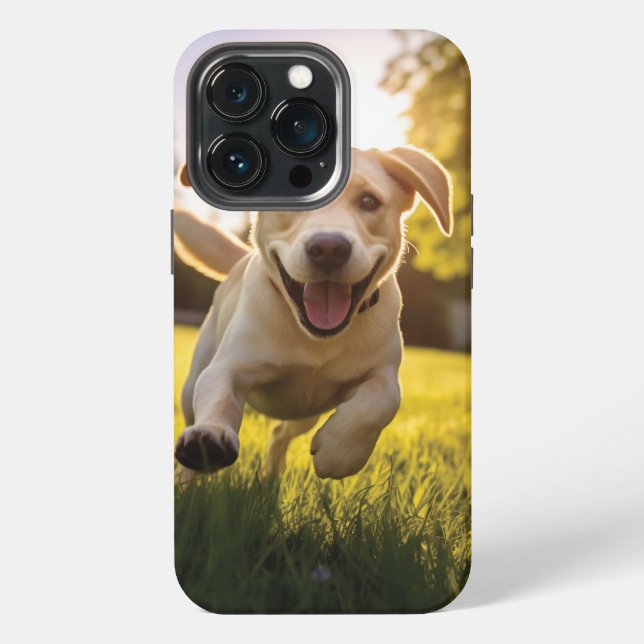 Funda Para iPhone Cachorro Labrador Feliz Corriendo (Reverso )