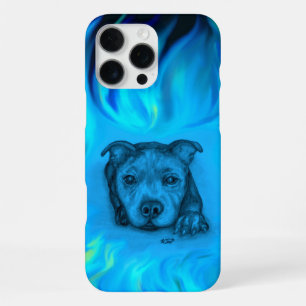 Funda Para iPhone 16 Pro Max Cachorro Staffy Azul