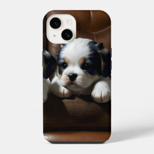 Funda Para iPhone 14 Cachorros Super Cute en el sofá 1