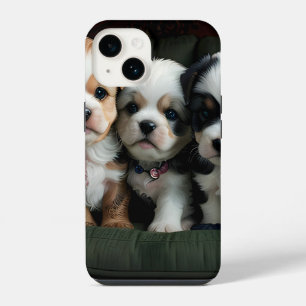Funda Para iPhone 14 Cachorros Super Cute en el sofá 2