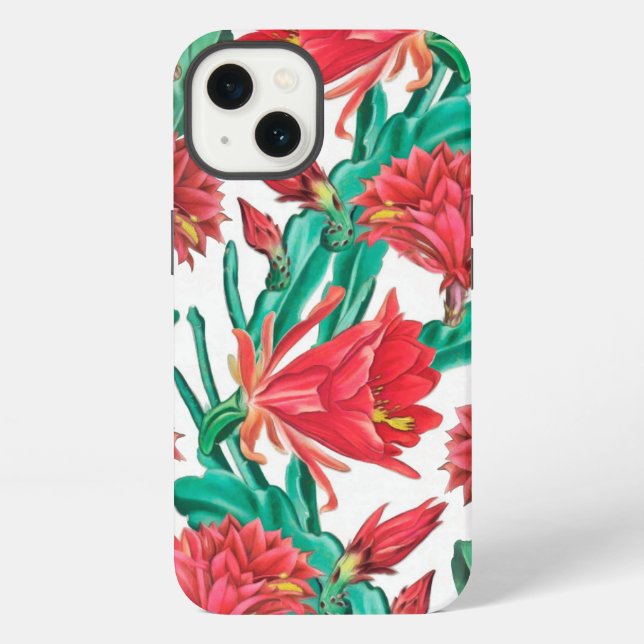 Funda Para iPhone Cactus florecido verde rojo (Reverso )