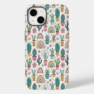 Funda Para iPhone 14 Cactus Pot with Plants, Flowers and Rainbows