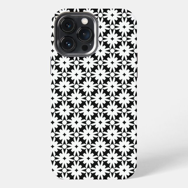 Funda Para iPhone Cadena de flores de papel blanco y negro  (Reverso )