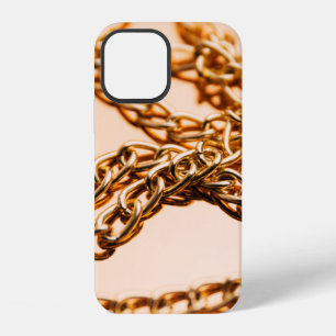 Funda Para iPhone 12 Cadenas doradas brillantes en superficie reflectan