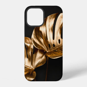 Funda Para iPhone 12 Cadenas doradas brillantes sobre superficie reflec