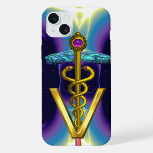 CADUCEO DE ORO SÍMBOLO VETERINARIO / Azul Púrpura