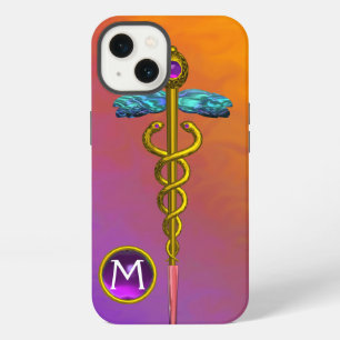 CADUCEO MÉDICO DE ORO Símbolo Monograma de Gema Pú