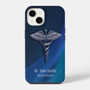 Funda Para iPhone 14 Caduceo médico holográfico de cromo oscuro 3D